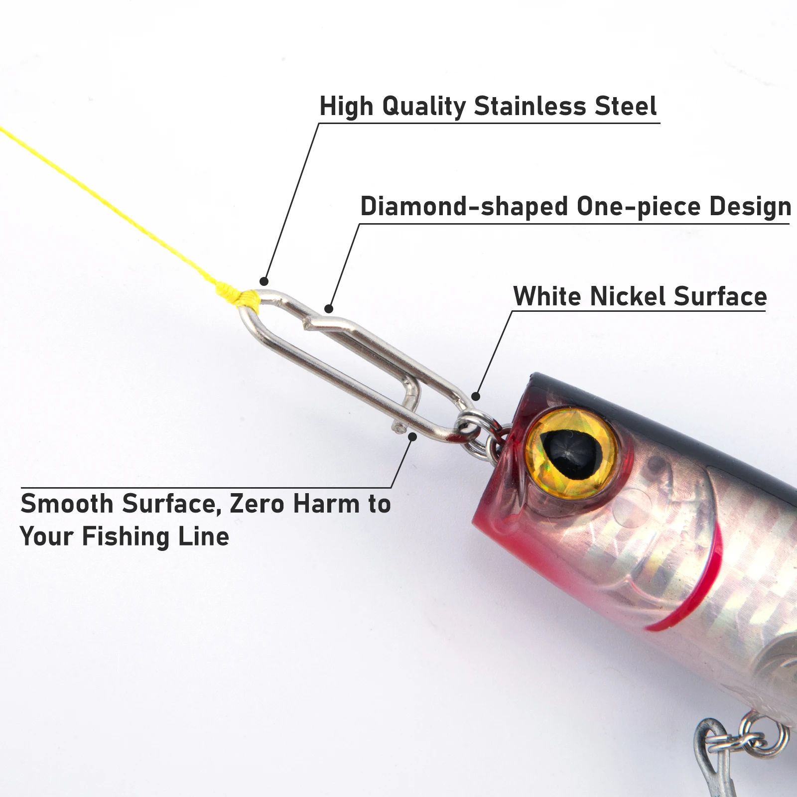 50pc Fishing Snap Power Clip Stainless Steel Speed Clip Quick Change Fast Link Connector for Crankbait Swimbait Minnow