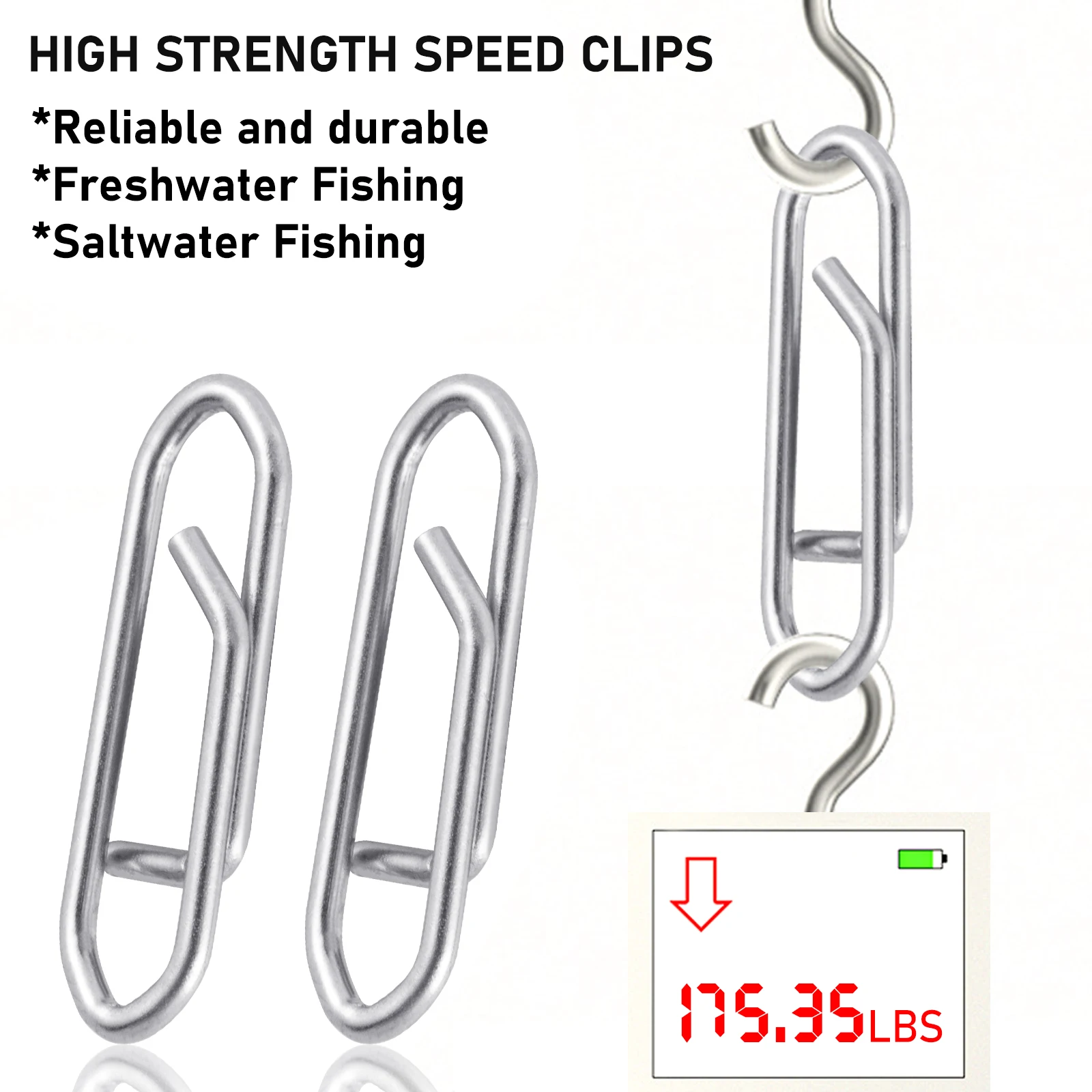 50pc Fishing Snap Power Clip Stainless Steel Speed Clip Quick Change Fast Link Connector for Crankbait Swimbait Minnow