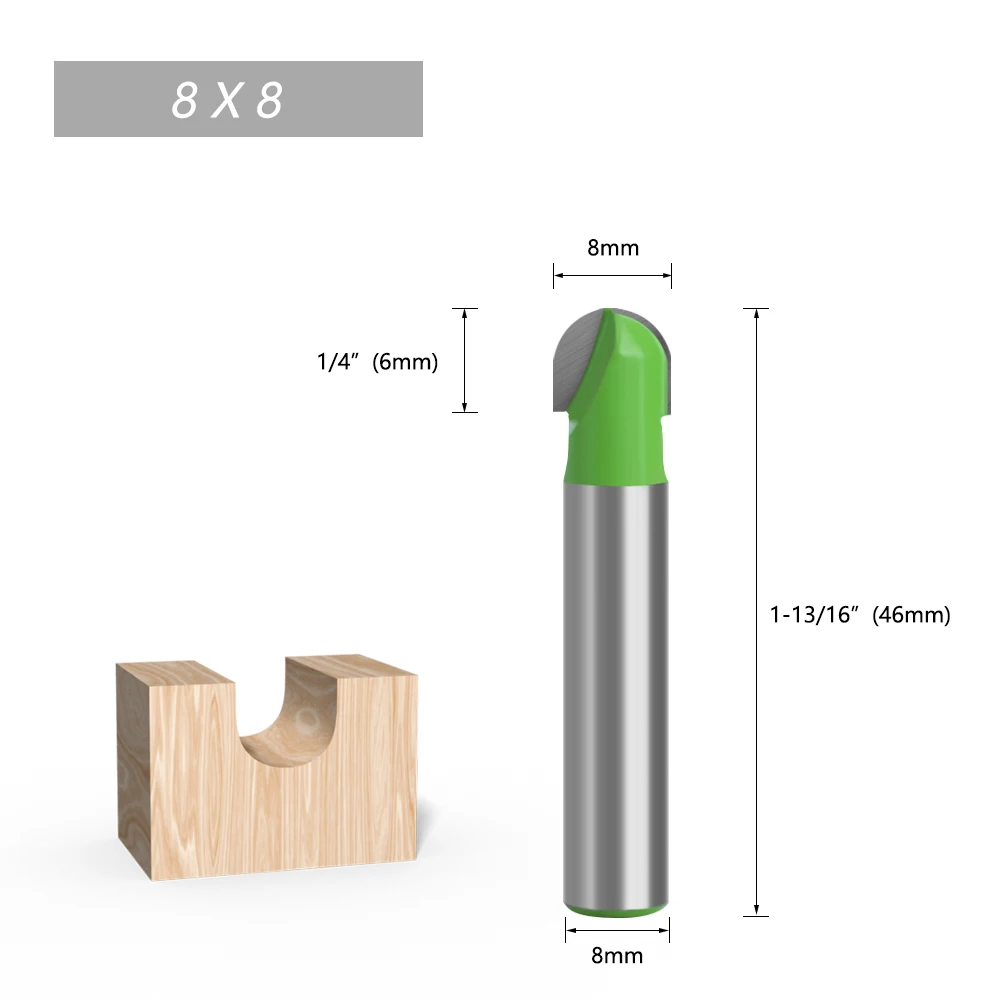 LAVIE 1pc 8mm Shank Ball Nose End Mill Round Nose Cove CNC Milling Bit Radius Core Box Solid Carbide Router Bit Tools C08042