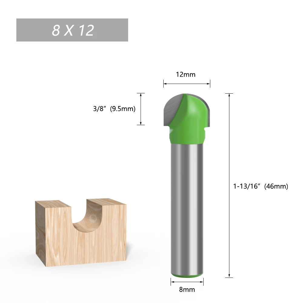 LAVIE 1pc 8mm Shank Ball Nose End Mill Round Nose Cove CNC Milling Bit Radius Core Box Solid Carbide Router Bit Tools C08042