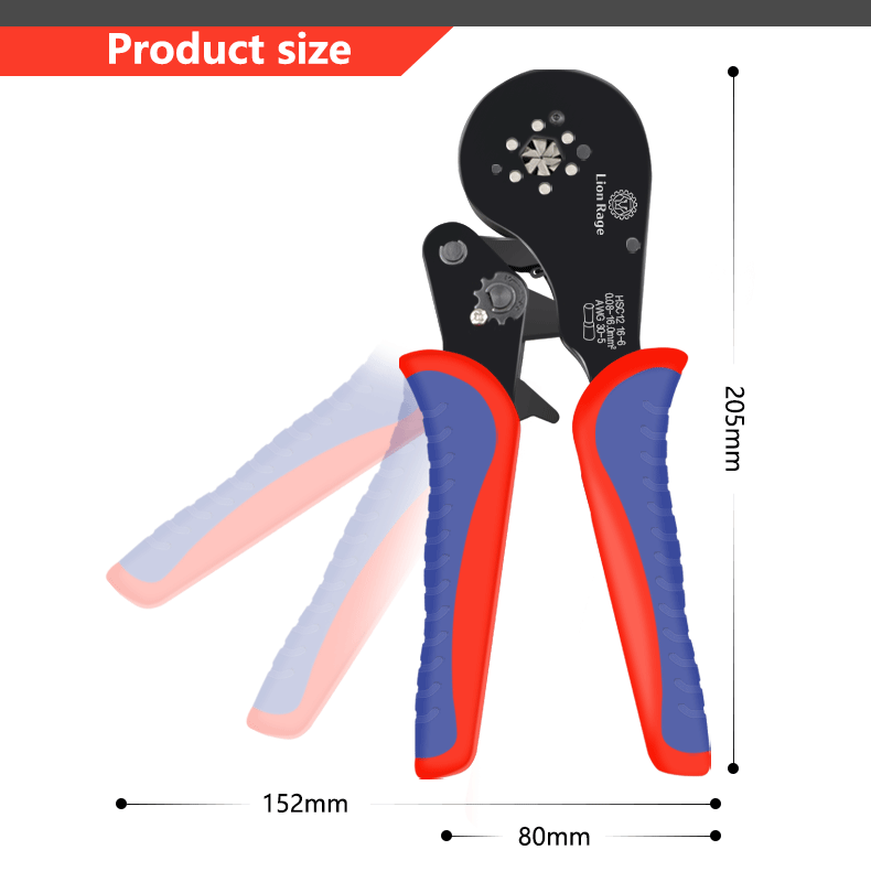 Tubular Terminal Crimping Tool Small Pliers HSC12 16-6 Large Terminal Precision Electrical Fixture Kit 0.08-16mm ²/ 30-5AWG