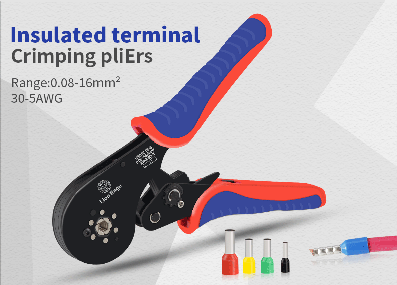 Tubular Terminal Crimping Tool Small Pliers HSC12 16-6 Large Terminal Precision Electrical Fixture Kit 0.08-16mm ²/ 30-5AWG