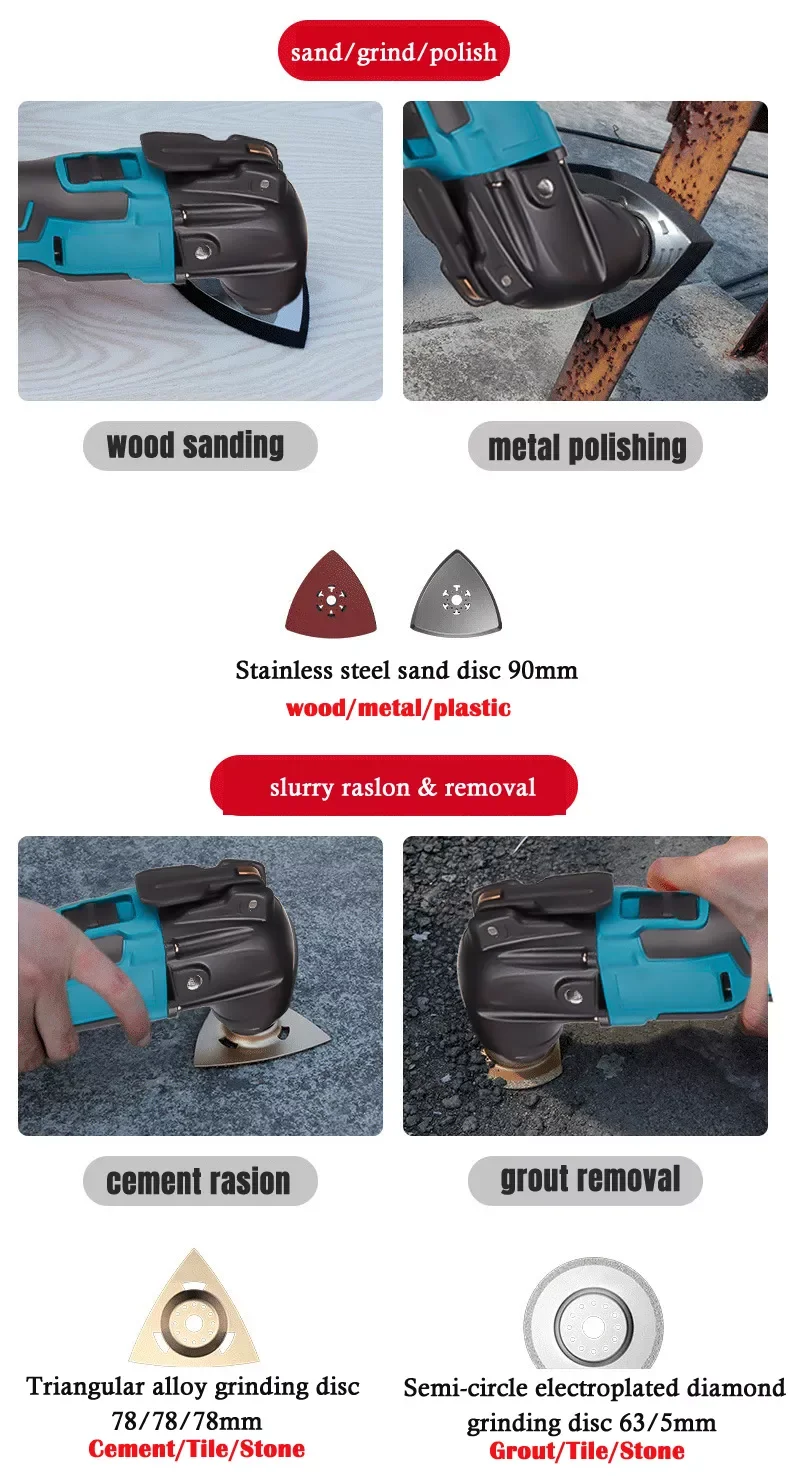 170W Electric Cordless Oscillator, 6-Gear Settings, 5000-20000r/Min, for Sawing/Cutting/Shoveling, For 18V/21V Makita Battery