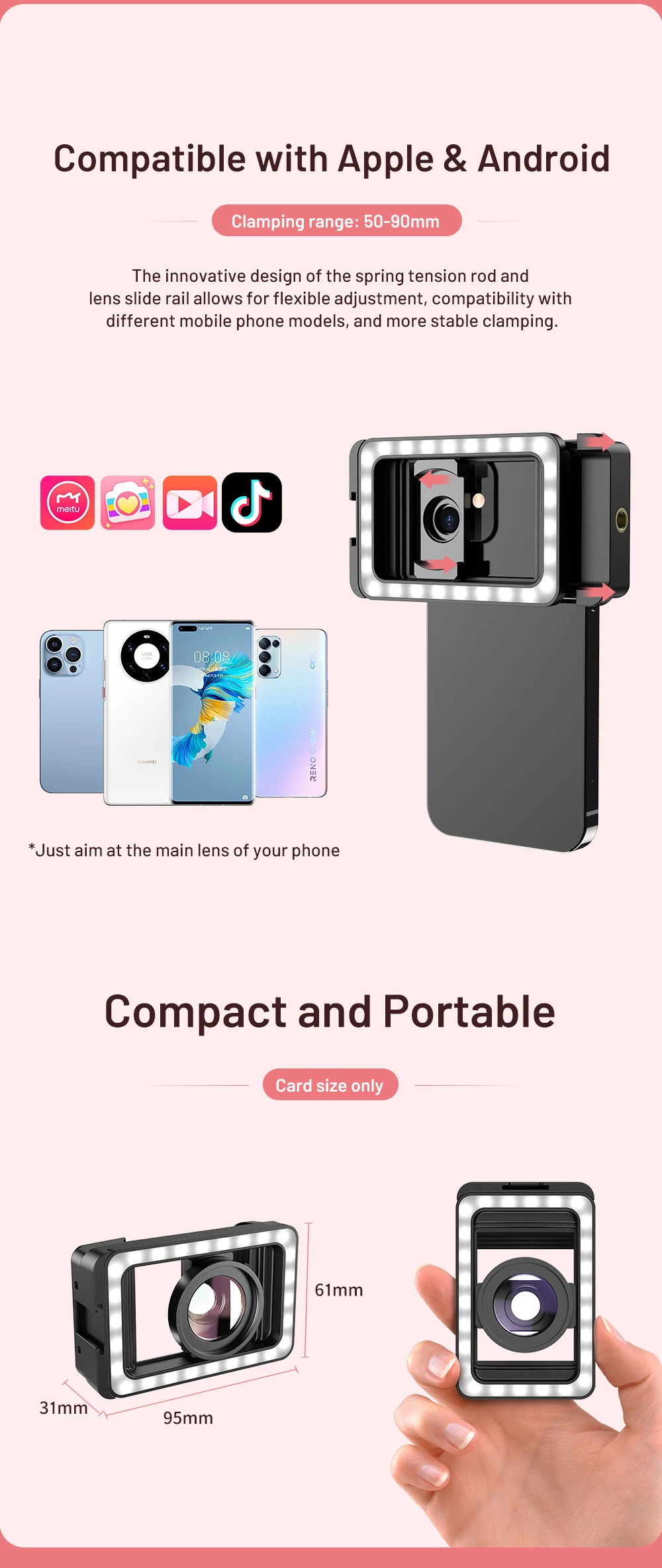 APEXEL New Upgraded HD 15x Super Macro Lens With LED Fill Light Universal Clamp Micro Lenses for iPhone Samsung All Smartphones