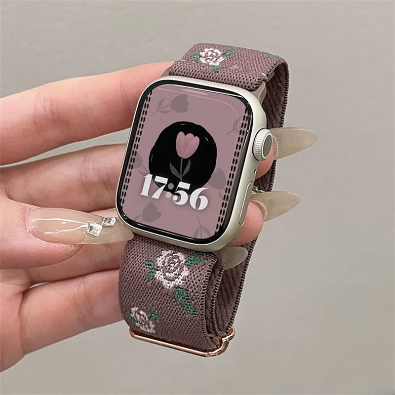 Korea Retro Nylon Flower Elasticity Band For Apple Watch 49mm 38 40 41mm Correa Cute Strap For iWatch Series Ultra 2 9 8 7 SE 6