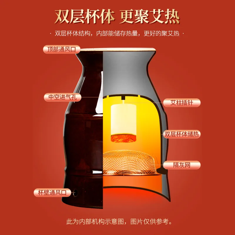 Moxa Therapy Warm Massager Clay Gua Sha Scraper Cup Ceramic Moxibustion Jar Muscle Relax Body Relaxation Natural Wild Wormwood