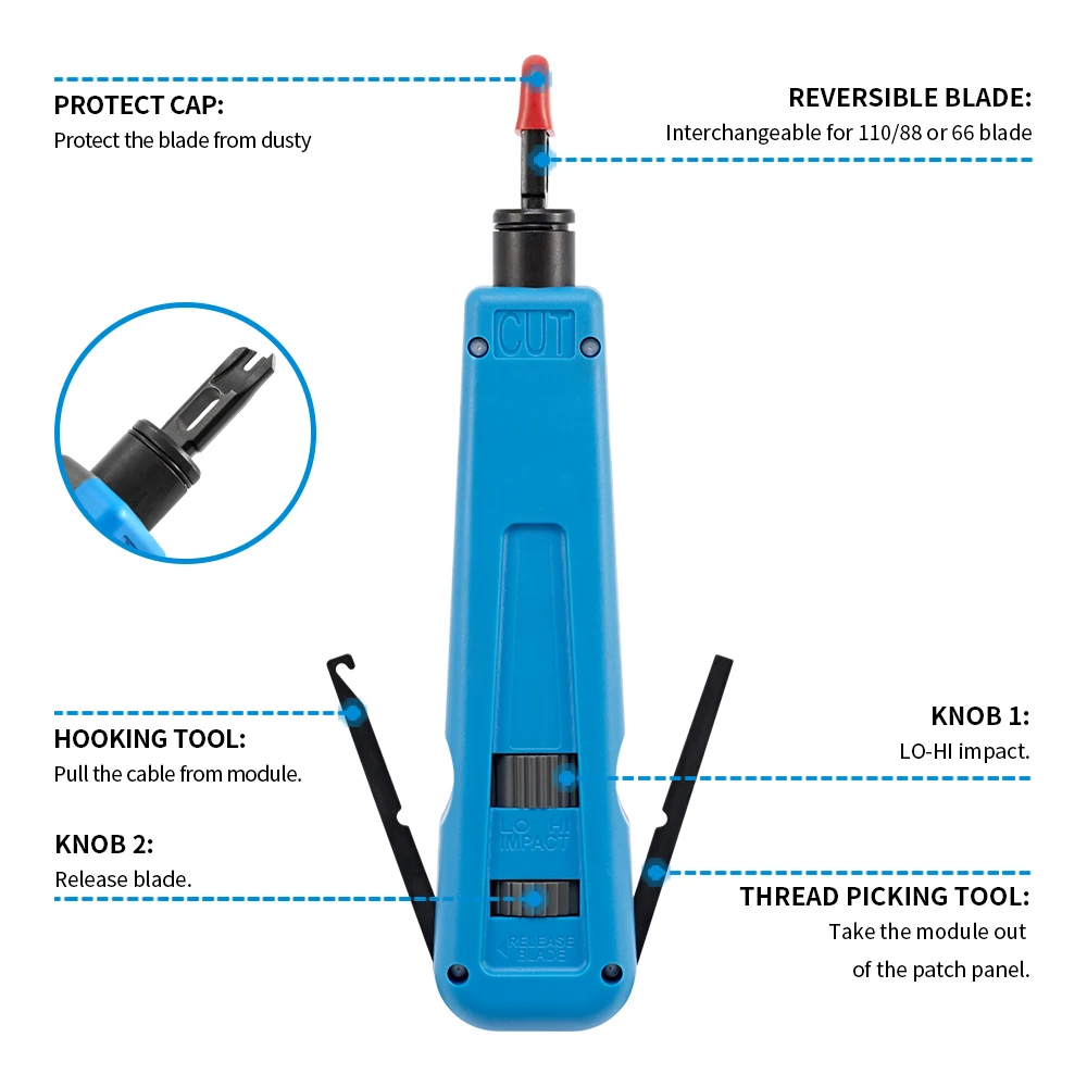 110/88/66 Punch Down Tool Multifunction Krone Type IDC/Network Wire Cat5 & Telephone Insertion Impact Terminal Tools