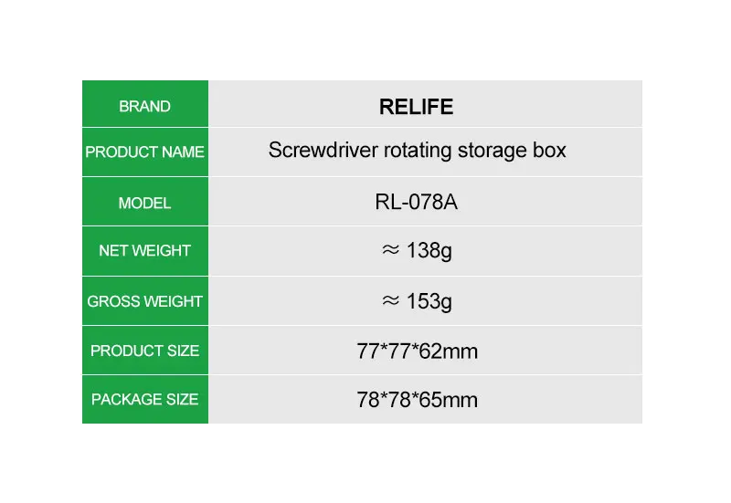 RELIFE RL-078A Multi-function Screwdriver Storage Holder Rotating Box 360° Rotate With Card slot and Non-Slip Base Storage Box
