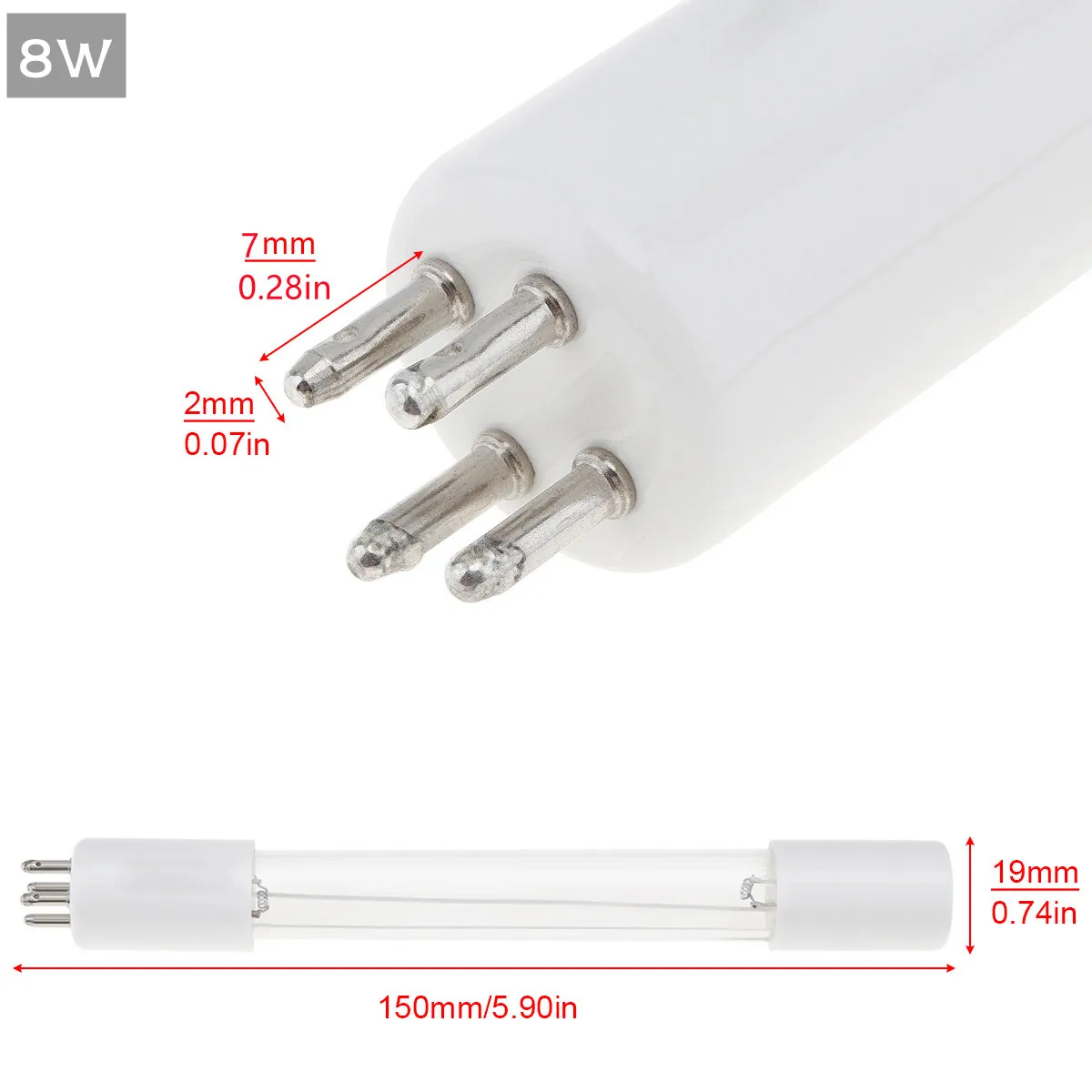 G10q 8W 10W 15W 17W UV Sterilizer Lamp Light Ultraviolet Filter with Straight Pipe and Single Ended 4 Needle for Air Equipment