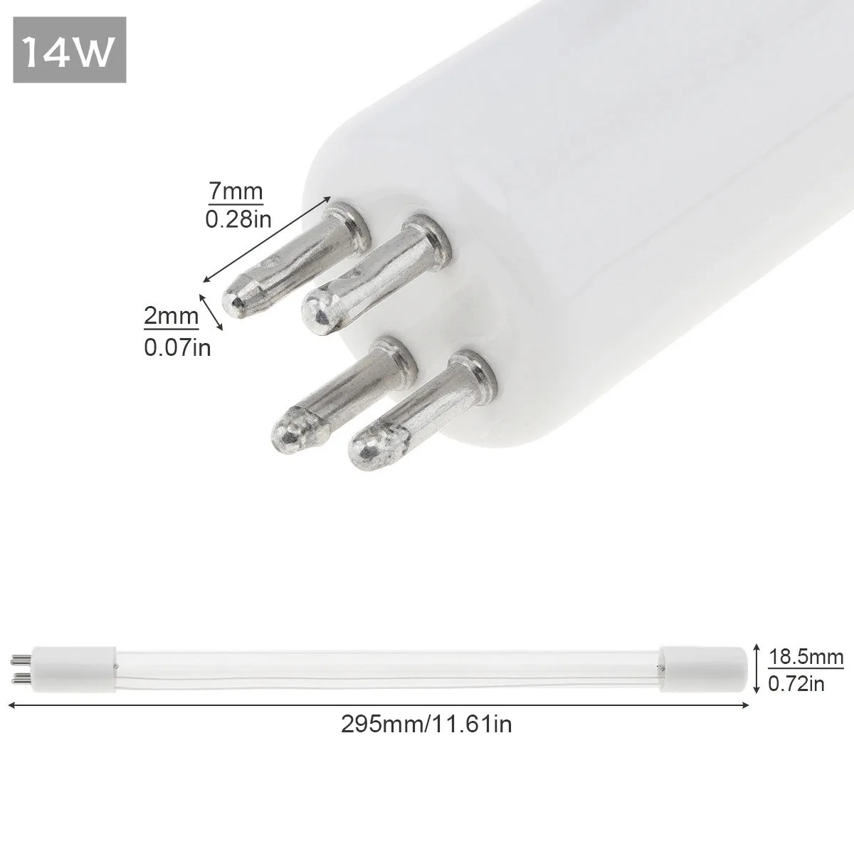 G10q 8W 10W 15W 17W UV Sterilizer Lamp Light Ultraviolet Filter with Straight Pipe and Single Ended 4 Needle for Air Equipment
