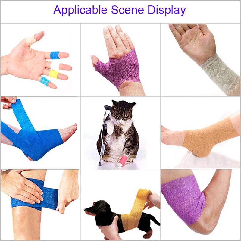 18 Colors Colorful Athletic Wrap Tape Self Adhesive Elastic Bandage Bands Sports Protector For Knee Finger Ankle Palm Pet