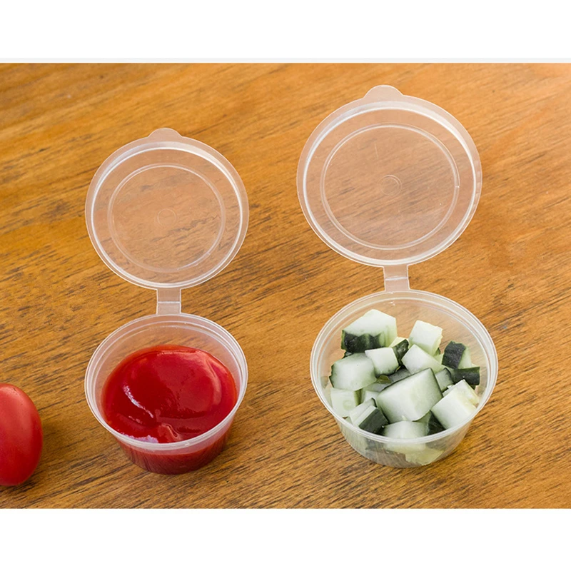 30pcs/Set 30ml 50ml 100ml Disposable Plastic Takeaway Sauce Cup Containers Food Box with Hinged Lids Pigment Paint Box Reusable