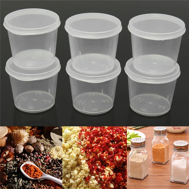 30pcs/Set 30ml 50ml 100ml Disposable Plastic Takeaway Sauce Cup Containers Food Box with Hinged Lids Pigment Paint Box Reusable