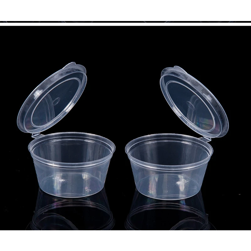 30pcs/Set 30ml 50ml 100ml Disposable Plastic Takeaway Sauce Cup Containers Food Box with Hinged Lids Pigment Paint Box Reusable