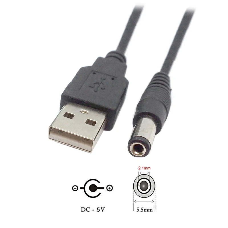 Black 90 Angle PC USB Male to 5V DC 3.5*1.35mm Connector Extension Power Cable Cord Adapter 5.5*2.1mm to USB Date Line 2.5*0.7mm