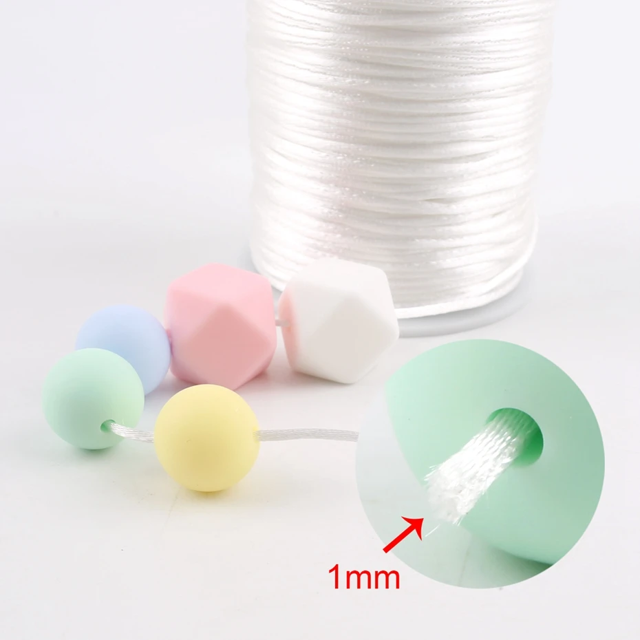 1pc 1mm 80m Satin Silk Rope Nylon Cord Colorful Baby Teether Accessories Teething Necklace Rattail Cord DIY Tool Toys Baby