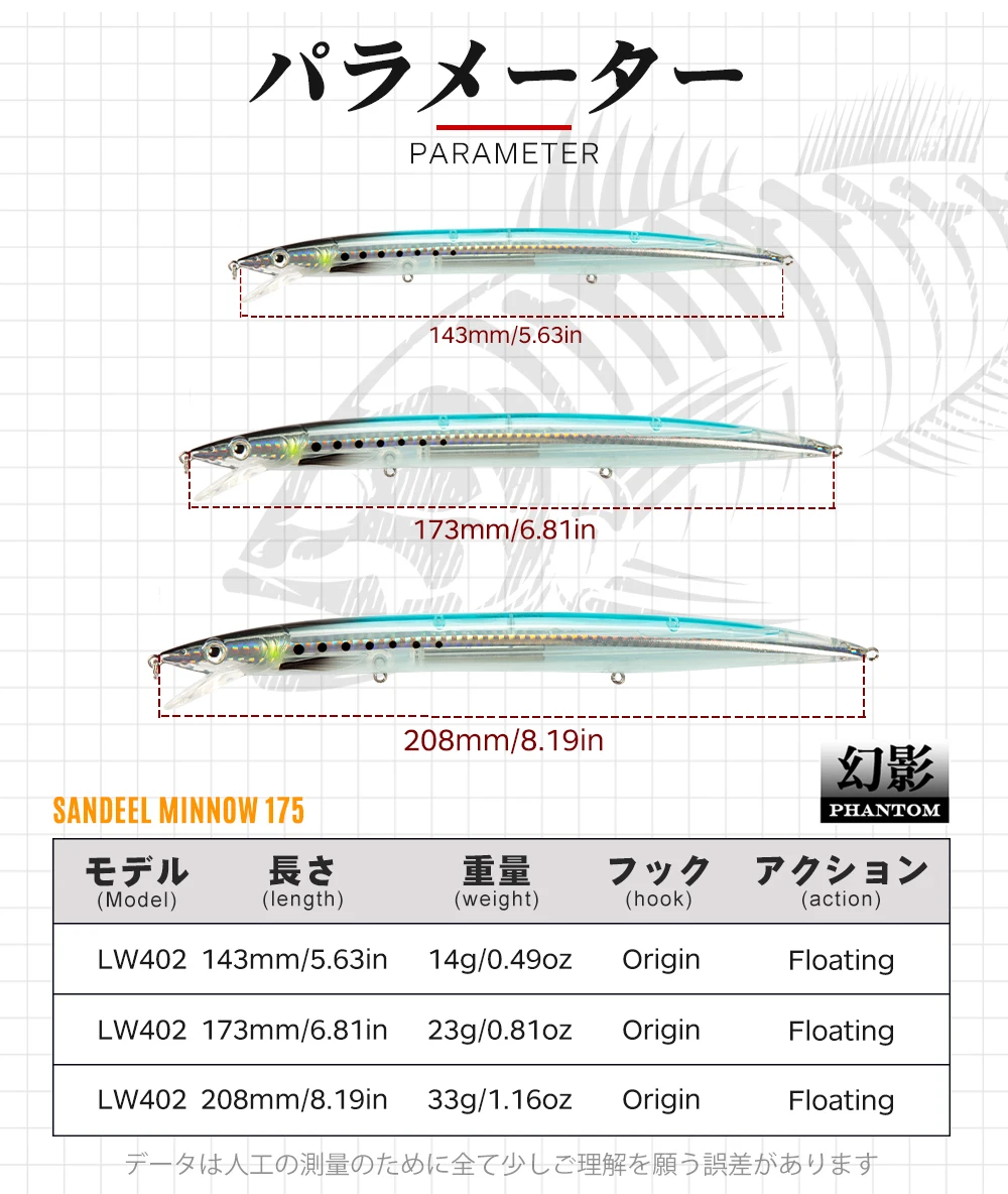 Hunthouse Sandeel Minnow Lures 143mm/14g 173mm/23g 208mm/33g Artificial Jerkbait Wobbler Long Casting Stickbait Trout Pesca Fish
