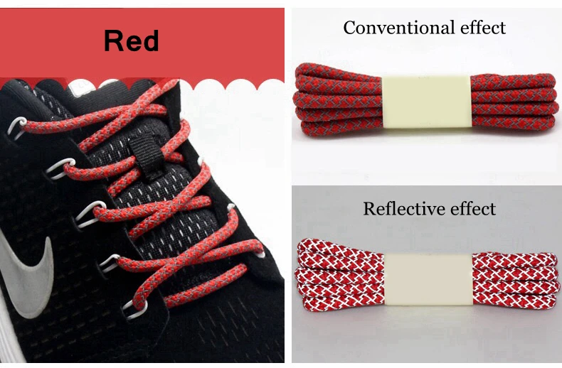 1Pair 19 Colors 3M Reflective Shoelaces Round Sneakers Shoe Laces Kids Adult Outdoor Sports Shoelaces Length 100 120 140 160CM