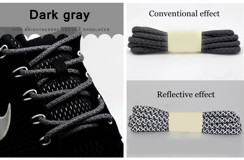1Pair 19 Colors 3M Reflective Shoelaces Round Sneakers Shoe Laces Kids Adult Outdoor Sports Shoelaces Length 100 120 140 160CM