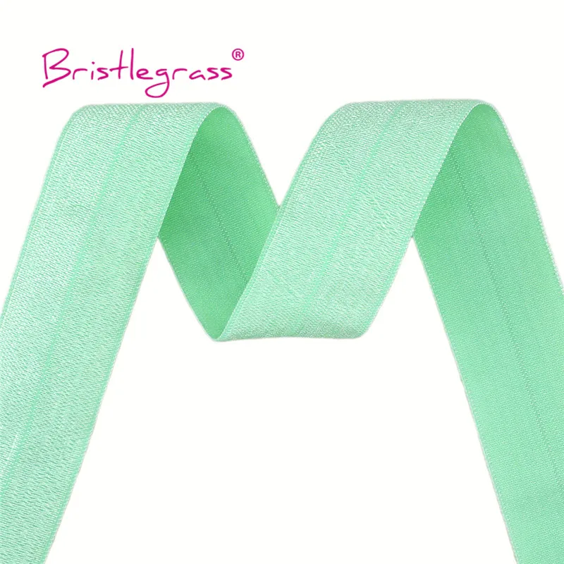 BRISTLEGRASS 2 5 10 Yard 1" 25mm Solid Shiny FOE Fold Over Elastics Spandex Satin Band Headband Underwear Dress Sewing Lace Trim