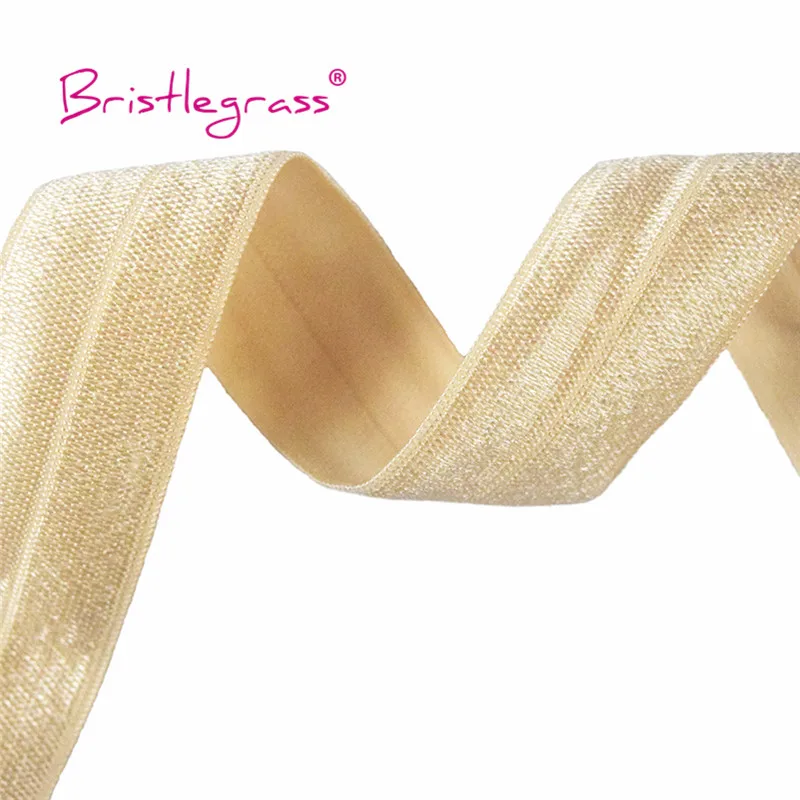 BRISTLEGRASS 2 5 10 Yard 1" 25mm Solid Shiny FOE Fold Over Elastics Spandex Satin Band Headband Underwear Dress Sewing Lace Trim