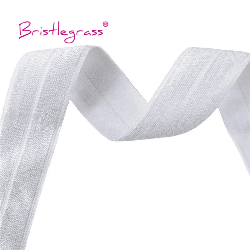 BRISTLEGRASS 2 5 10 Yard 1" 25mm Solid Shiny FOE Fold Over Elastics Spandex Satin Band Headband Underwear Dress Sewing Lace Trim