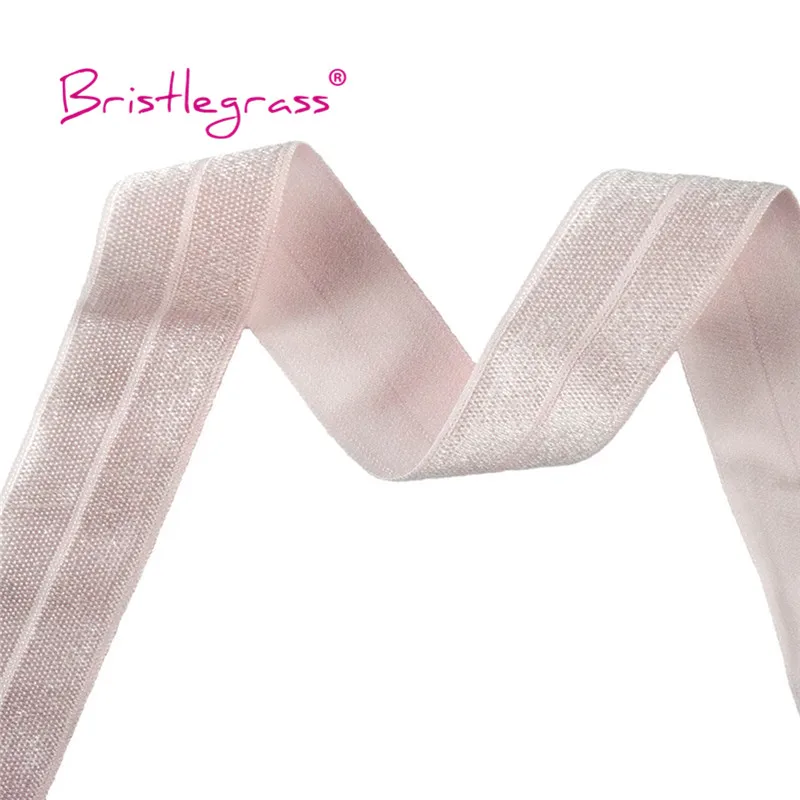 BRISTLEGRASS 2 5 10 Yard 1" 25mm Solid Shiny FOE Fold Over Elastics Spandex Satin Band Headband Underwear Dress Sewing Lace Trim