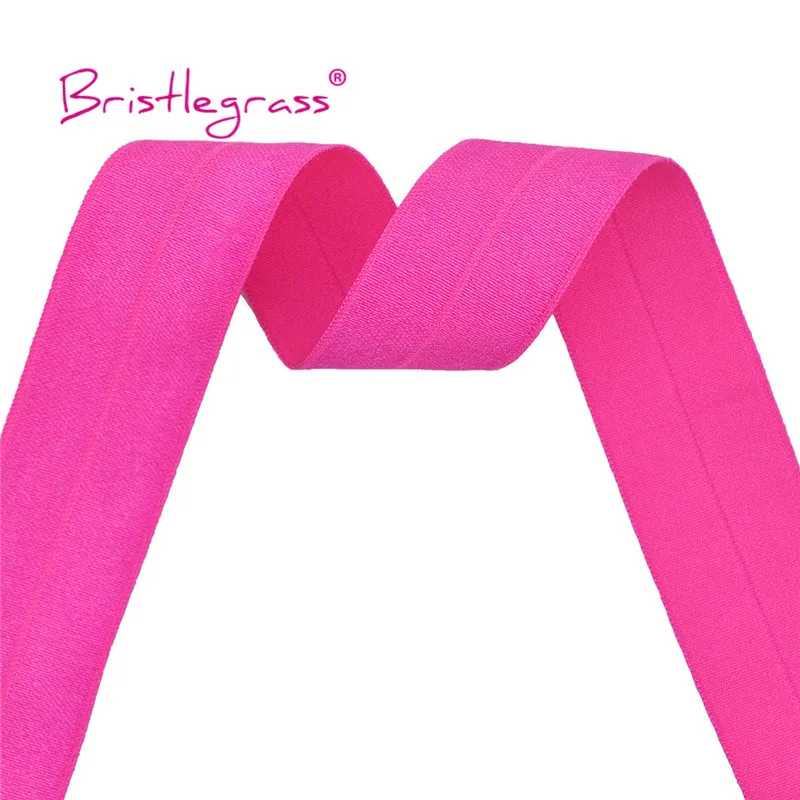 BRISTLEGRASS 2 5 10 Yard 1" 25mm Solid Shiny FOE Fold Over Elastics Spandex Satin Band Headband Underwear Dress Sewing Lace Trim
