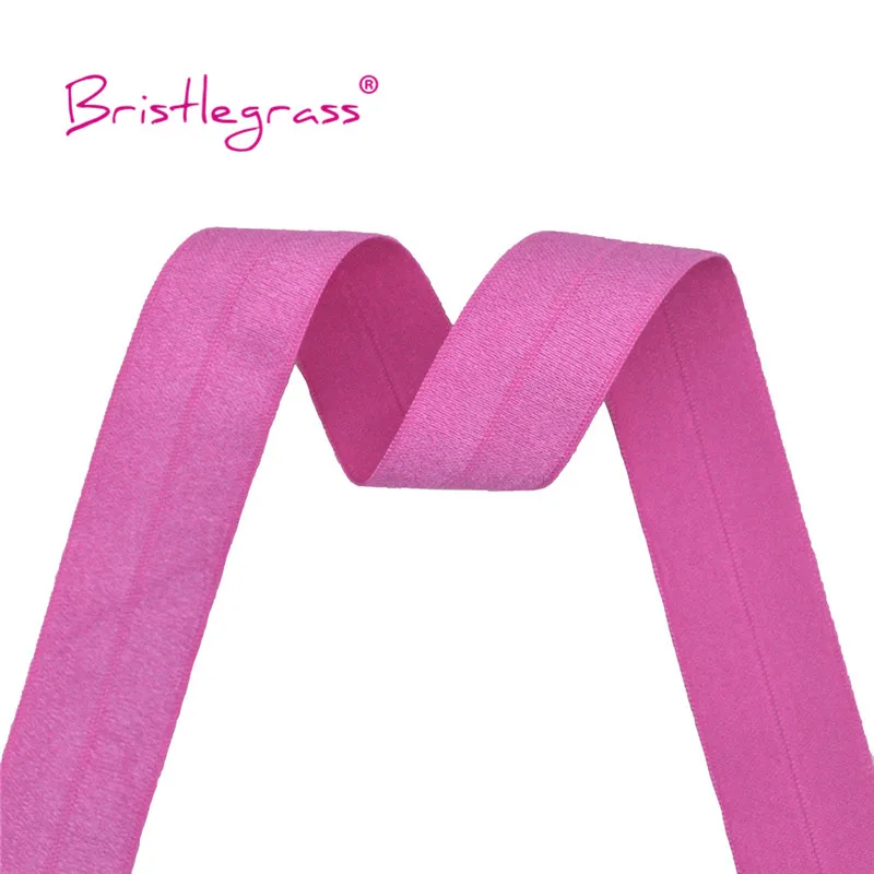 BRISTLEGRASS 2 5 10 Yard 1" 25mm Solid Shiny FOE Fold Over Elastics Spandex Satin Band Headband Underwear Dress Sewing Lace Trim