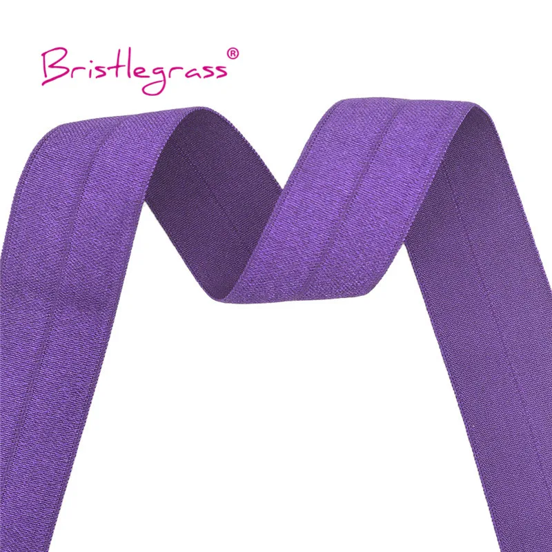 BRISTLEGRASS 2 5 10 Yard 1" 25mm Solid Shiny FOE Fold Over Elastics Spandex Satin Band Headband Underwear Dress Sewing Lace Trim