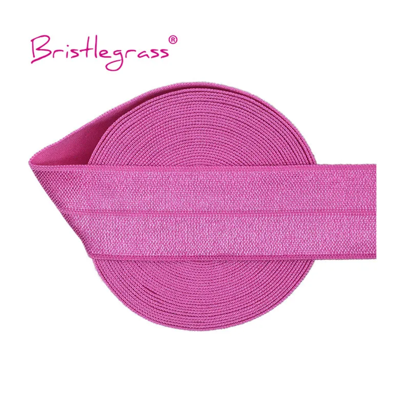 BRISTLEGRASS 2 5 10 Yard 1" 25mm Solid Shiny FOE Fold Over Elastics Spandex Satin Band Headband Underwear Dress Sewing Lace Trim