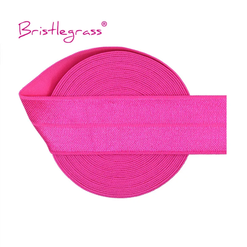 BRISTLEGRASS 2 5 10 Yard 1" 25mm Solid Shiny FOE Fold Over Elastics Spandex Satin Band Headband Underwear Dress Sewing Lace Trim