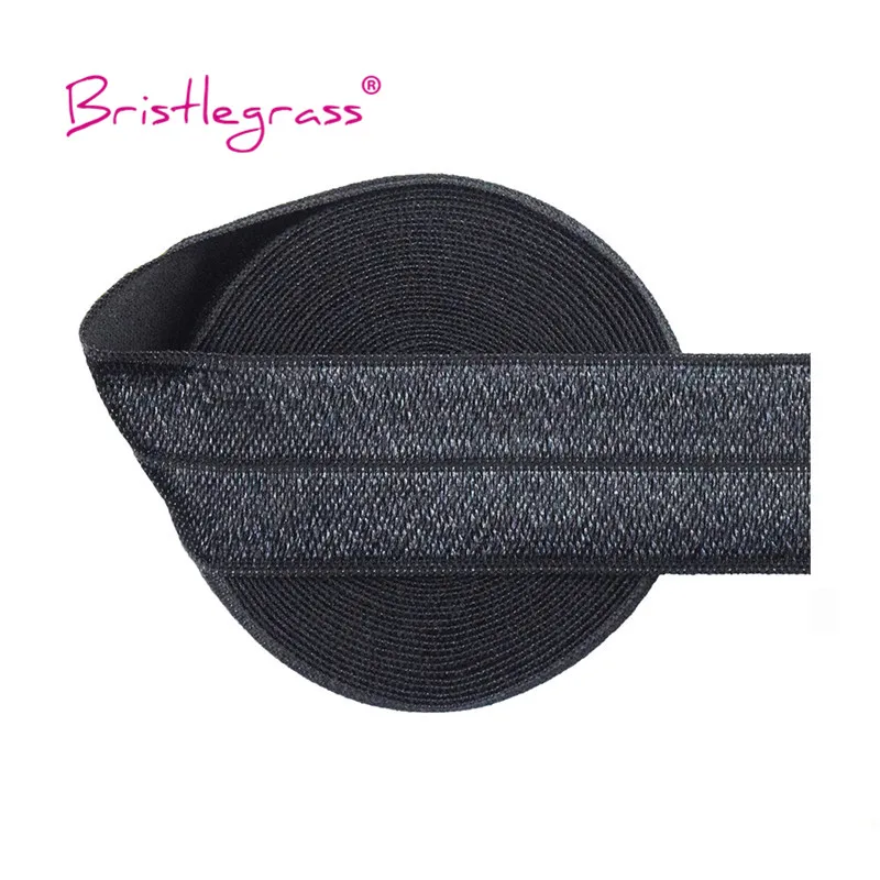 BRISTLEGRASS 2 5 10 Yard 1" 25mm Solid Shiny FOE Fold Over Elastics Spandex Satin Band Headband Underwear Dress Sewing Lace Trim