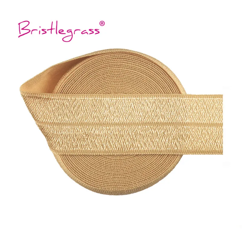 BRISTLEGRASS 2 5 10 Yard 1" 25mm Solid Shiny FOE Fold Over Elastics Spandex Satin Band Headband Underwear Dress Sewing Lace Trim