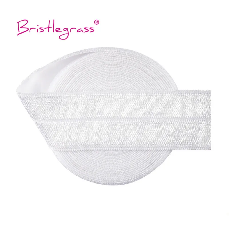 BRISTLEGRASS 2 5 10 Yard 1" 25mm Solid Shiny FOE Fold Over Elastics Spandex Satin Band Headband Underwear Dress Sewing Lace Trim