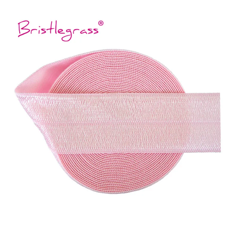 BRISTLEGRASS 2 5 10 Yard 1" 25mm Solid Shiny FOE Fold Over Elastics Spandex Satin Band Headband Underwear Dress Sewing Lace Trim
