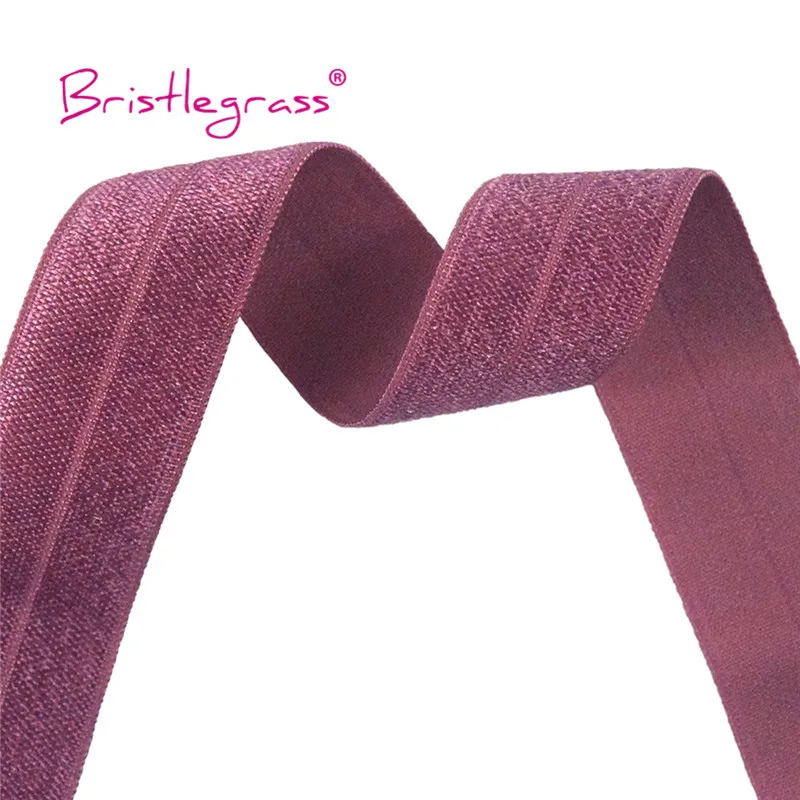 BRISTLEGRASS 2 5 10 Yard 1" 25mm Solid Shiny FOE Fold Over Elastics Spandex Satin Band Headband Underwear Dress Sewing Lace Trim