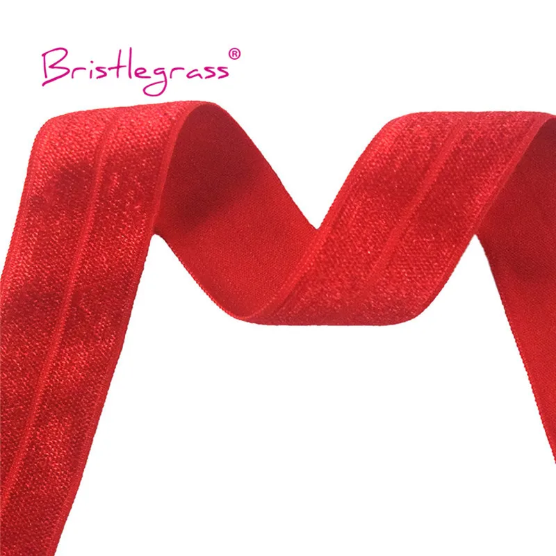 BRISTLEGRASS 2 5 10 Yard 1" 25mm Solid Shiny FOE Fold Over Elastics Spandex Satin Band Headband Underwear Dress Sewing Lace Trim