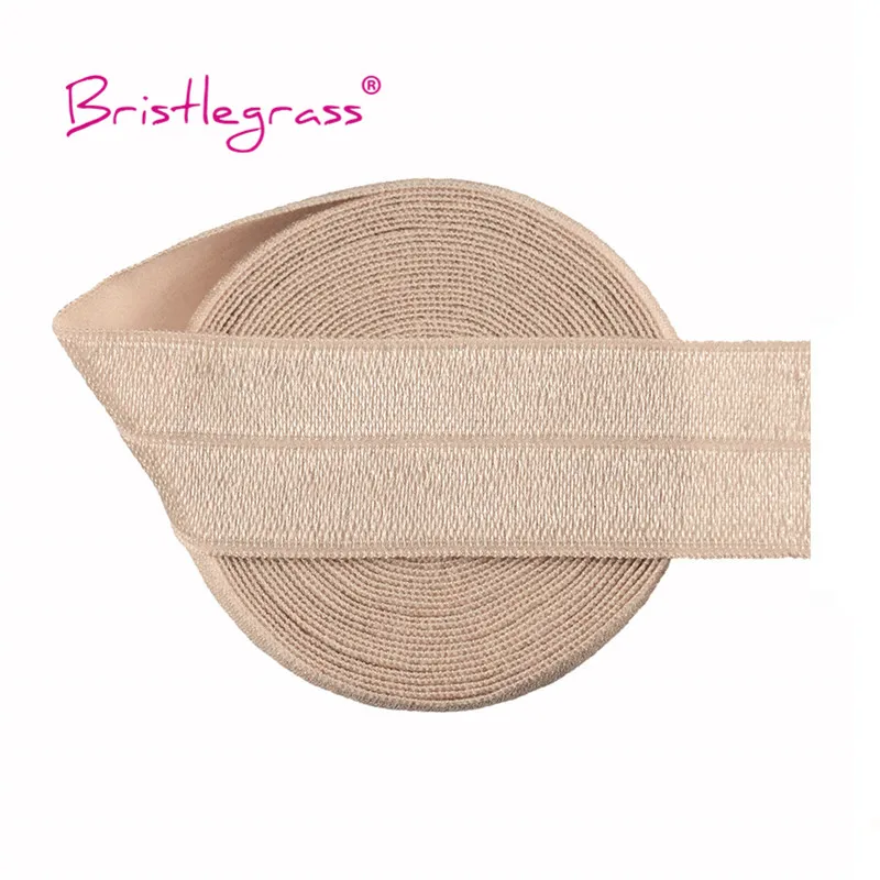 BRISTLEGRASS 2 5 10 Yard 1" 25mm Solid Shiny FOE Fold Over Elastics Spandex Satin Band Headband Underwear Dress Sewing Lace Trim