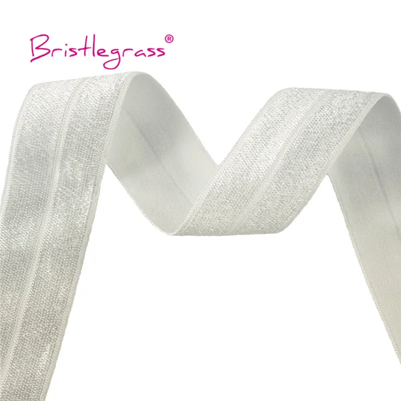 BRISTLEGRASS 2 5 10 Yard 1" 25mm Solid Shiny FOE Fold Over Elastics Spandex Satin Band Headband Underwear Dress Sewing Lace Trim