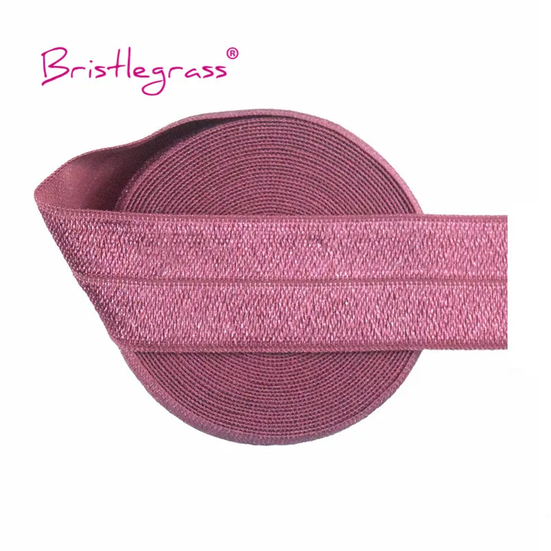 BRISTLEGRASS 2 5 10 Yard 1" 25mm Solid Shiny FOE Fold Over Elastics Spandex Satin Band Headband Underwear Dress Sewing Lace Trim