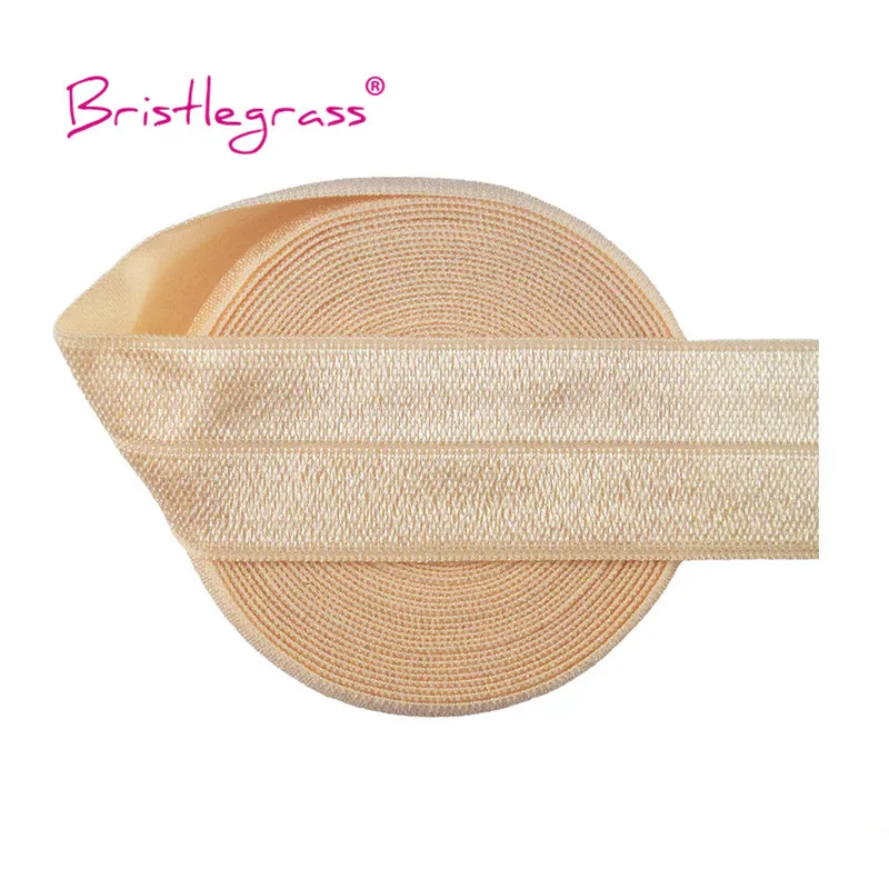 BRISTLEGRASS 2 5 10 Yard 1" 25mm Solid Shiny FOE Fold Over Elastics Spandex Satin Band Headband Underwear Dress Sewing Lace Trim