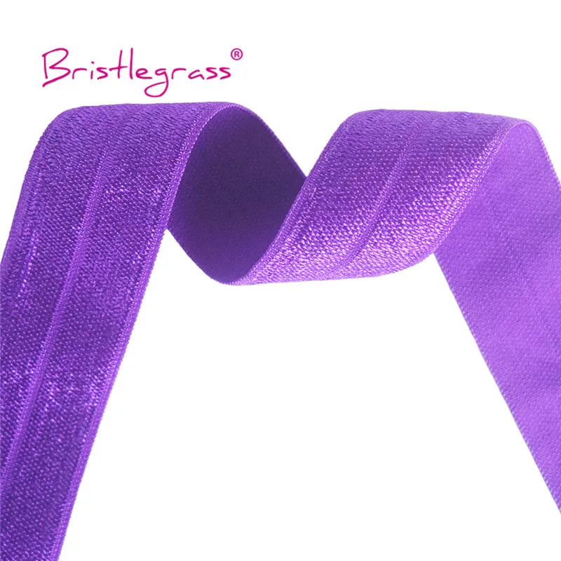 BRISTLEGRASS 2 5 10 Yard 1" 25mm Solid Shiny FOE Fold Over Elastics Spandex Satin Band Headband Underwear Dress Sewing Lace Trim