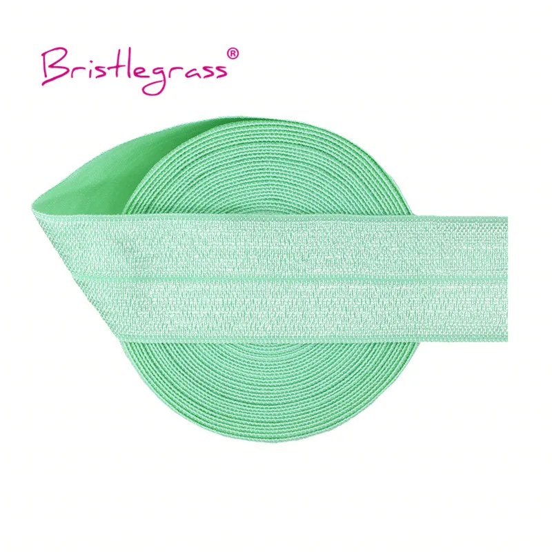 BRISTLEGRASS 2 5 10 Yard 1" 25mm Solid Shiny FOE Fold Over Elastics Spandex Satin Band Headband Underwear Dress Sewing Lace Trim