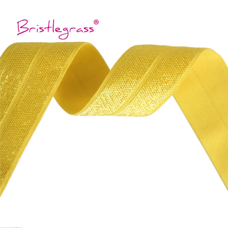 BRISTLEGRASS 2 5 10 Yard 1" 25mm Solid Shiny FOE Fold Over Elastics Spandex Satin Band Headband Underwear Dress Sewing Lace Trim