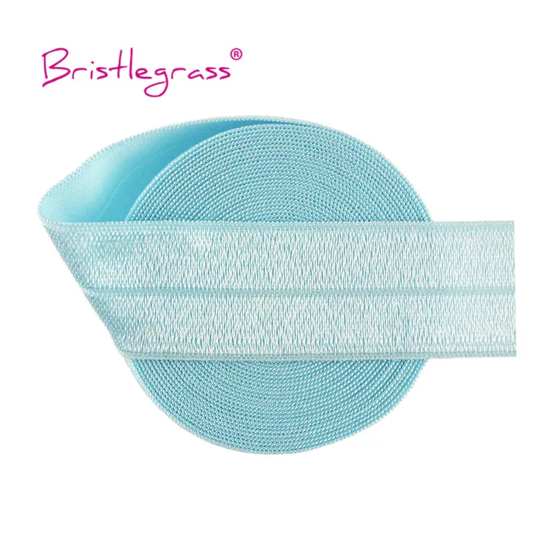 BRISTLEGRASS 2 5 10 Yard 1" 25mm Solid Shiny FOE Fold Over Elastics Spandex Satin Band Headband Underwear Dress Sewing Lace Trim
