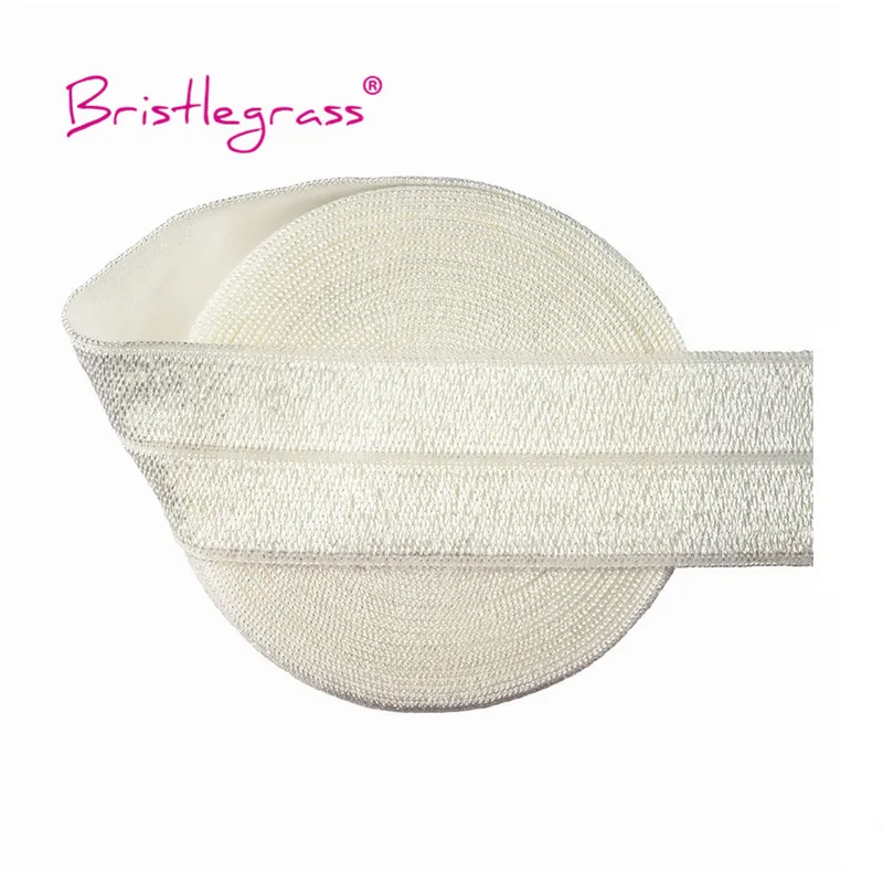 BRISTLEGRASS 2 5 10 Yard 1" 25mm Solid Shiny FOE Fold Over Elastics Spandex Satin Band Headband Underwear Dress Sewing Lace Trim