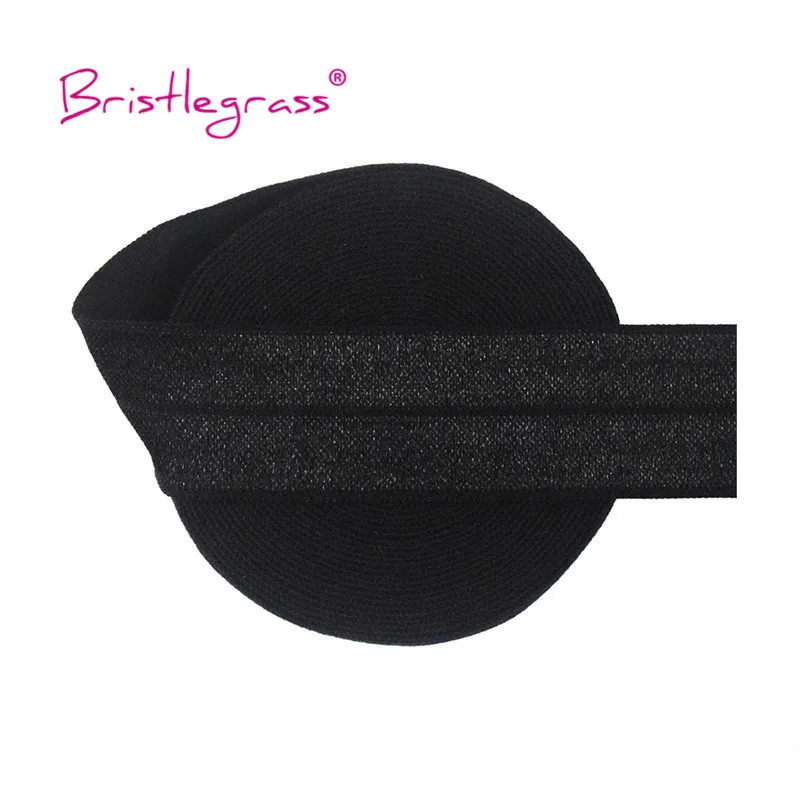 BRISTLEGRASS 2 5 10 Yard 1" 25mm Solid Shiny FOE Fold Over Elastics Spandex Satin Band Headband Underwear Dress Sewing Lace Trim