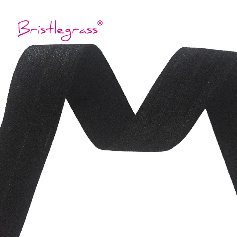 BRISTLEGRASS 2 5 10 Yard 1" 25mm Solid Shiny FOE Fold Over Elastics Spandex Satin Band Headband Underwear Dress Sewing Lace Trim