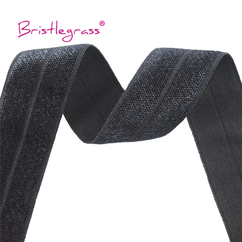 BRISTLEGRASS 2 5 10 Yard 1" 25mm Solid Shiny FOE Fold Over Elastics Spandex Satin Band Headband Underwear Dress Sewing Lace Trim